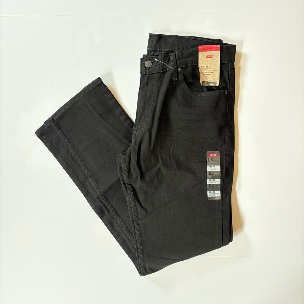 Levi's Men's Black 511 Slim Straight Jeans, NWT, 33”W x 32”L, Stretch